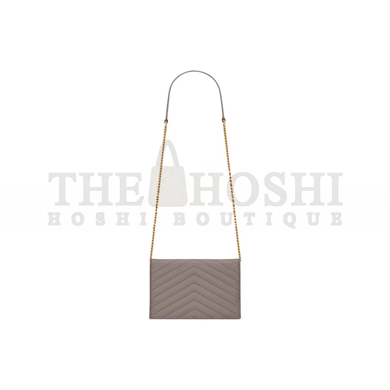 Y51 CASSANDRE MATELASSÉ ENVELOPE CHAIN WALLET IN GRAIN DE POUDRE EMBOSSED LEATHER 742920BOW011202 (19*12.5*3.5cm) Master Quality